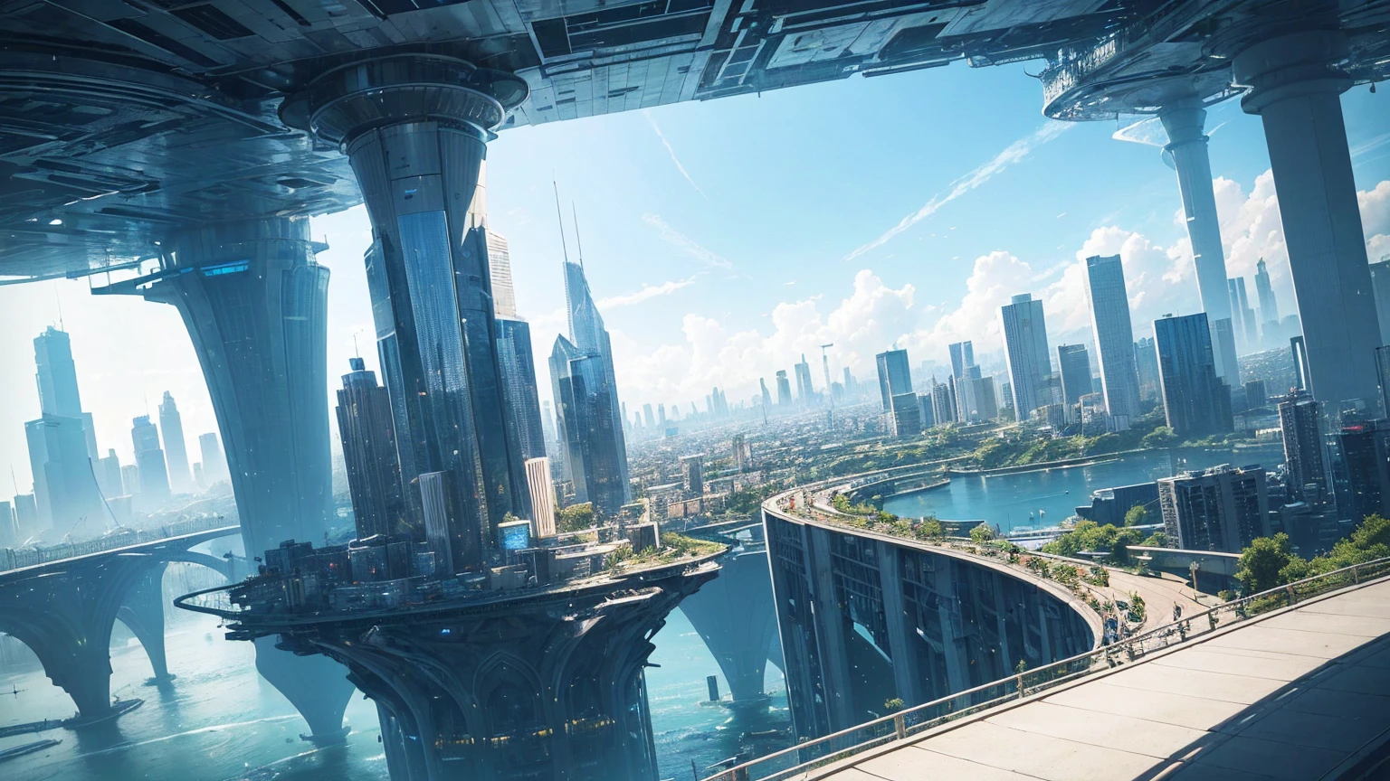 (Best quality,4K,8K,A high resolution,Masterpiece:1.2),Ultra-detailed,(Realistic,Photorealistic,photo-realistic:1.37),Futuristic floating city,Futuristic technology,Huge urban high-tech tablet platform,Airship,Floating in the sky,Futuristic city,Small airships around,High-tech hemispherical platform,Colorful lights,Advanced architecture,modernn architecture,skyscrapper,Access the cloud,Scenic beauty,view over city,Impressive design,Blend seamlessly with nature,energetic and vibrant atmosphere,Futuristic transportation system,Parking is suspended,Transparent path,Lush greenery,Sky gardens,cascading waterfalls,Magnificent skyline,reflections on the water,Sparkling river,Architectural innovation,futuristic skyscrapers,Transparent dome,The shape of the building is unusual,Elevated walkway,Impressive skyline,Glowing lights,Futuristic technology,Minimalist design,Scenic spots,Panoramic view,Cloud Piercing Tower,Vibrant colors,epic sunrise,epic sunset,Dazzling light display,magical ambiance,The future city,Urban Utopia,LuxuryLifestyle,Innovative energy,sustainable development,Smart city technology,Advanced infrastructure,Tranquil atmosphere,Nature and technology live in harmony,Awesome cityscape,Unprecedented urban planning,Architecture connects seamlessly with nature,High-tech metropolis,A cutting-edge engineering marvel,The future of urban living,Visionary architectural concept,Energy-efficient buildings,Harmony with the environment,A city floating above the clouds,Utopian dreams become reality,The possibilities are endless,State-of-the-art transportation network,Green energy integration,Innovative materials,Impressive holographic display,Advanced communication system,Breathtaking aerial view,Quiet and peaceful environment,Modernist aesthetics,Ethereal beauty