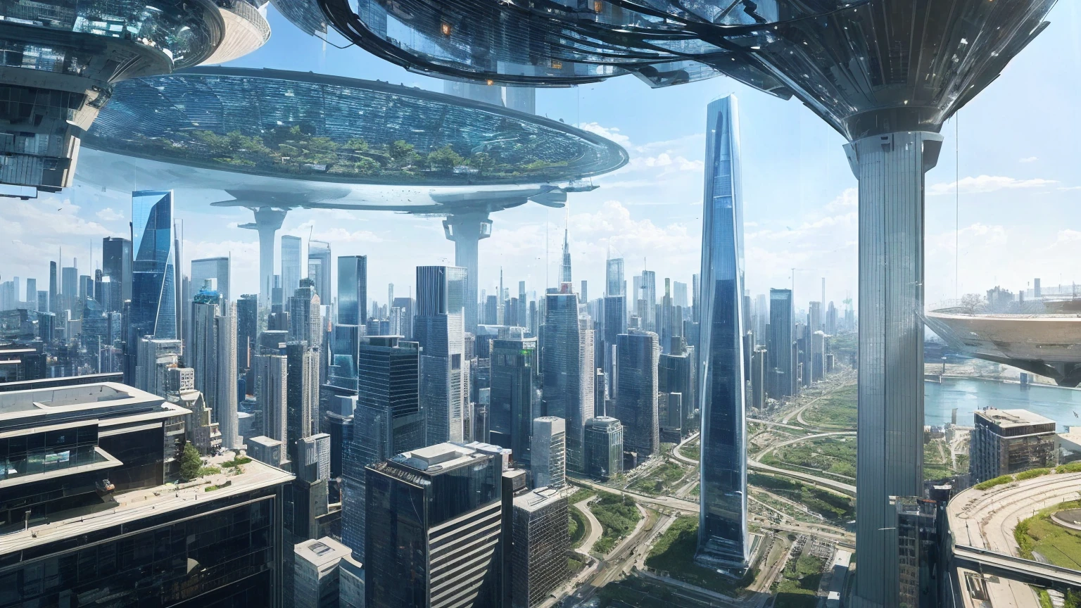 (Best quality,4K,8K,A high resolution,Masterpiece:1.2),Ultra-detailed,(Realistic,Photorealistic,photo-realistic:1.37),Futuristic floating city,Futuristic technology,Huge urban high-tech tablet platform,Airship,Floating in the sky,Futuristic city,Small airships around,High-tech hemispherical platform,Colorful lights,Advanced architecture,modernn architecture,skyscrapper,Access the cloud,Scenic beauty,view over city,Impressive design,Blend seamlessly with nature,energetic and vibrant atmosphere,Futuristic transportation system,Parking is suspended,Transparent path,Lush greenery,Sky gardens,cascading waterfalls,Magnificent skyline,reflections on the water,Sparkling river,Architectural innovation,futuristic skyscrapers,Transparent dome,The shape of the building is unusual,Elevated walkway,Impressive skyline,Glowing lights,Futuristic technology,Minimalist design,Scenic spots,Panoramic view,Cloud Piercing Tower,Vibrant colors,epic sunrise,epic sunset,Dazzling light display,magical ambiance,The future city,Urban Utopia,LuxuryLifestyle,Innovative energy,sustainable development,Smart city technology,Advanced infrastructure,Tranquil atmosphere,Nature and technology live in harmony,Awesome cityscape,Unprecedented urban planning,Architecture connects seamlessly with nature,High-tech metropolis,A cutting-edge engineering marvel,The future of urban living,Visionary architectural concept,Energy-efficient buildings,Harmony with the environment,A city floating above the clouds,Utopian dreams become reality,The possibilities are endless,State-of-the-art transportation network,Green energy integration,Innovative materials,Impressive holographic display,Advanced communication system,Breathtaking aerial view,Quiet and peaceful environment,Modernist aesthetics,Ethereal beauty