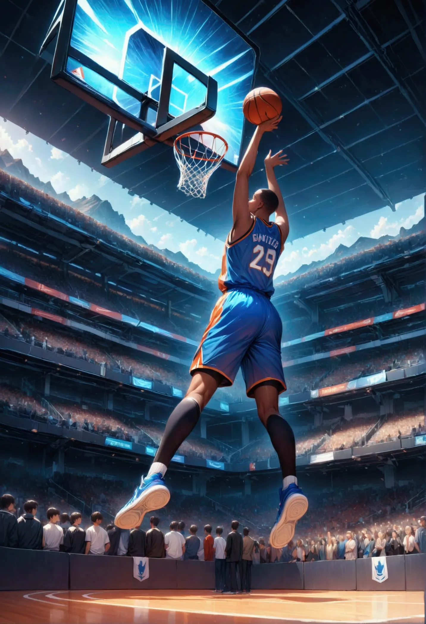 Dunk Shot Stock Photos, (masterpiece:1.2), best quality, high quality, ultra high res, (hyper detailed), absurdres, absolutely r...