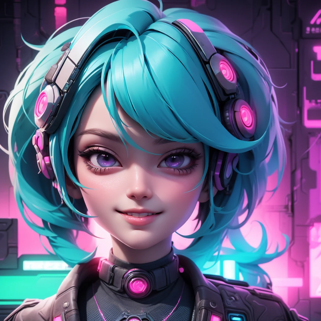 there is a woman with blue hair and a jacket, hyper-realistic cyberpunk style, realistic art style, Retrato ciberpunk, 🤤 portrait of , cyberpunk artstyle, cyberpunk anime digital art, Retrato de RossDraws, garota cyberpunk sonhadora, the cyberpunk portrait of , portrait of cg society, cyberpunk style ， hyper realist, realism art style, photorealistic art style, rossdraws pastel vibrante, smiling, 80s comic style image