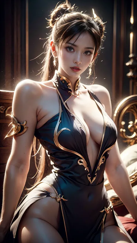 Create a hyper-realistic masterpiece of sexy Chun-Li, Goddess of beauty, Best quality, masterpiece, ultra high res, (photorealis...