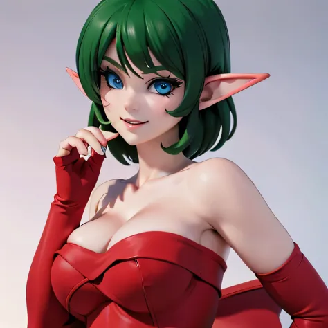  ((masterpiece,best quality,ultra-delicate,Perfect Face,16k,high resolution,very beautiful girl)),medium short green hair,Red st...
