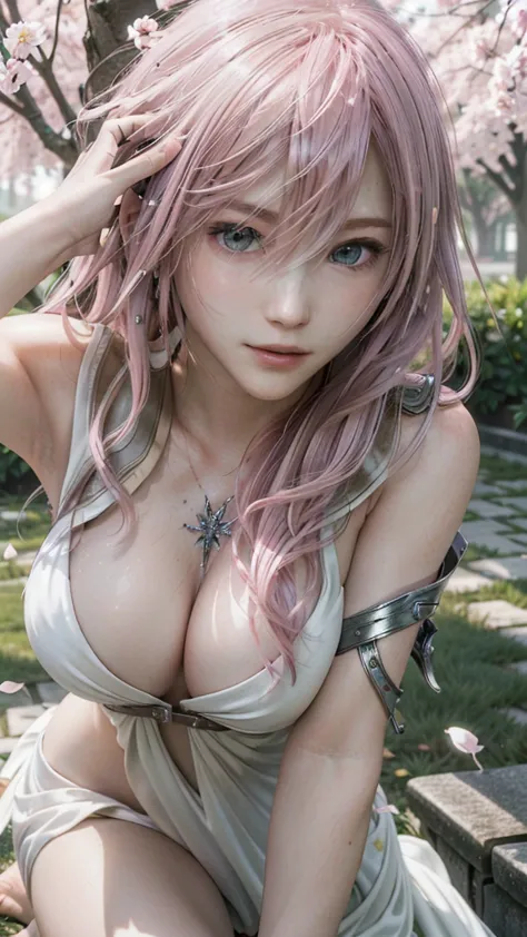 (masterpiece, highest quality:1.3)
lightning ff13, 1 girl, alone, long hair, pink hair、completely naked、all nude、sweat all over ...