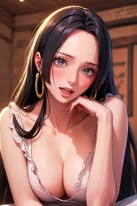 best quality, masterpiece, highly detailed,1girl, Boa Hancock, , (masterpiece:1.5), Detailed Photo, Smiling, Sexy, (8K, Best Qua...