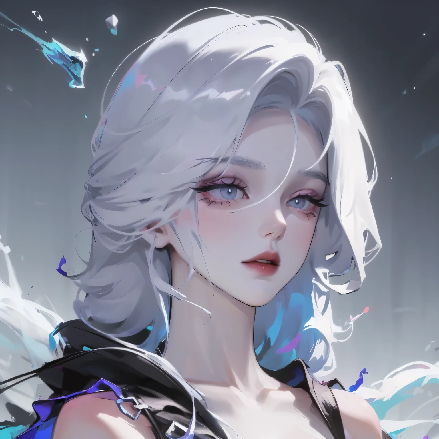 1 Girl,Solitary,1 Girl,Solitary,((Beautiful and delicate eyes)), (Detailed lighting),Depth of Field,(White hair),Silver Eyes,Hair covering one eye,(safflower ), Flowering,Long hair,Black cape,wet,callous,look back,night,Starfall,rain,FOG,safflowers falling,sketch,Upper Body,Strong shadows,