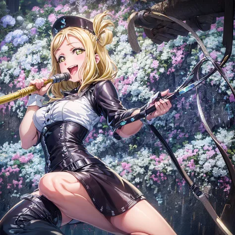 (((pixel perfect,perfect in every detail))), alone,a girl around 15 years old,smile,,nswf,lovely,mari ohara，leather whip，holding...