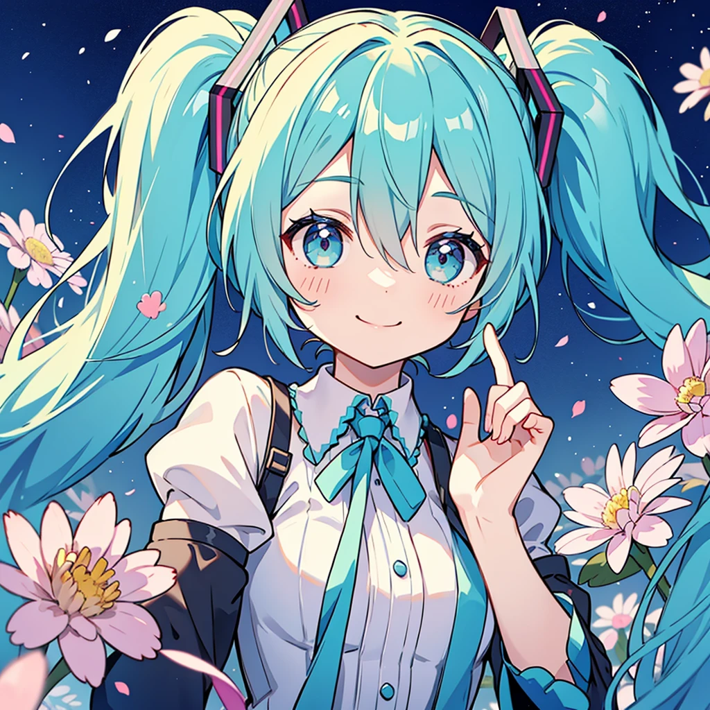 One Girl、hatsune miku、Twin tails、smile、colorful、Lovely、aster&#39;Attention-grabbing works、Highest quality、Perfect Face