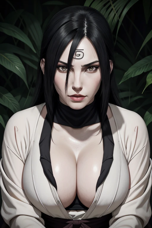 {-erro_de_anatomia:1.0} estilo anime, Masterpiece, absurdities, Orochimaru\(Naruto\), 1girl Solo, Mature woman, Oversized shirt with broad shoulders, Perfect composition, Detailed lips, large breasts, Beautiful face, body proportion, Blush, Long black hair, ( black hair), yellow eyes, Soft gauze, Super realistic, Detailed, photo shoot, Realistic faces and bodies, masterpiece, best quality, best ( white snake) illustration, hyper detailed, 1 girl, solo, glamorous, blushing, whole body, 