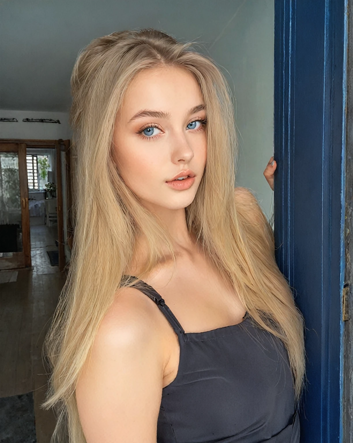 blonde woman with long hair leaning on a blue door, Portrait Sophie Mudd, Yelena Belova, 18 years, Dasha Taran, russian bride, beautiful young model, 19 year old girl, Anna Nikonova aka Newmilky, Angelina Stroganova, long blonde hair and big eyes, Anastasia Ovchinnikova, angelablanca