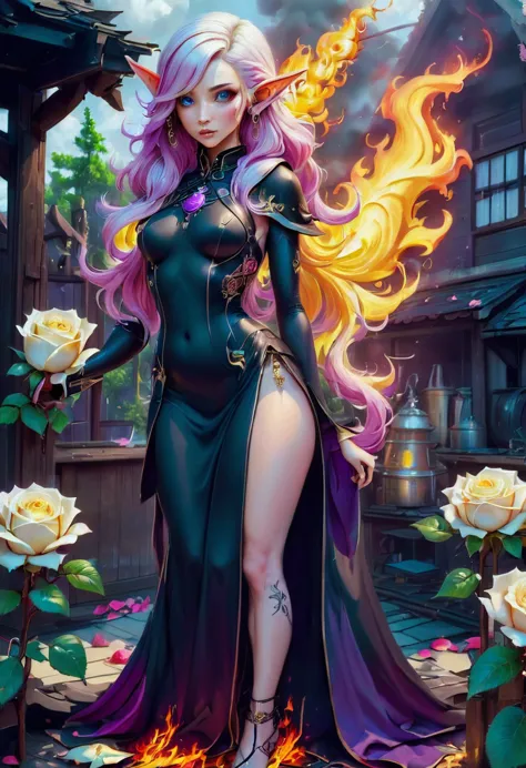 arafed, dark fantasy art, fantasy art, goth art, a picture of a tattoo on the back of a female elf, a glowing tattoo of a ((whit...