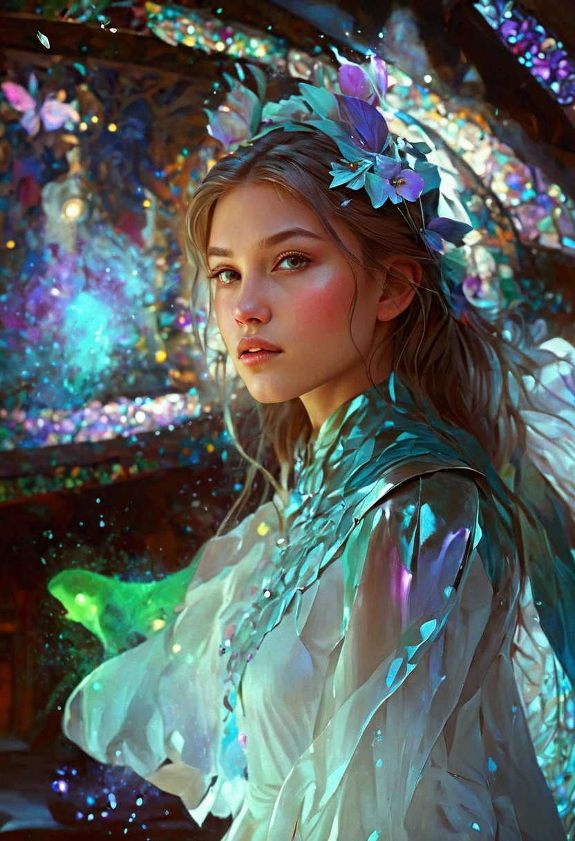 best quality, masterpiece, highres,1girl,beautiful face,,, colorful, painting burst, artstation, concept art, smooth, sharp focus, , dreamy magical atmosphere, art by artgerm and greg rutkowski and alphonse mucha