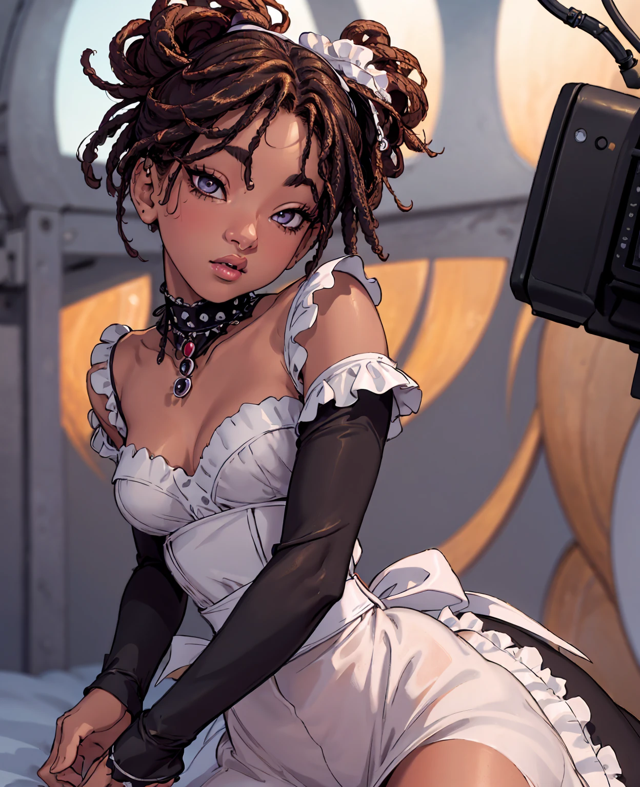 a beautiful young woman, maid servant, willow smith, detailed portrait, delicate facial features, long eyelashes, big eyes, elegant hair, intricate dress, soft skin, warm lighting, rich color palette, cinematic composition, photorealistic quality, masterpiece, hyper detailed, 8k, best quality, photorealistic, digital art