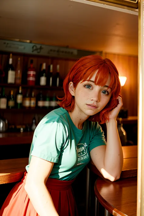 emilyrudd, nami, a woman with red hair in a bar 