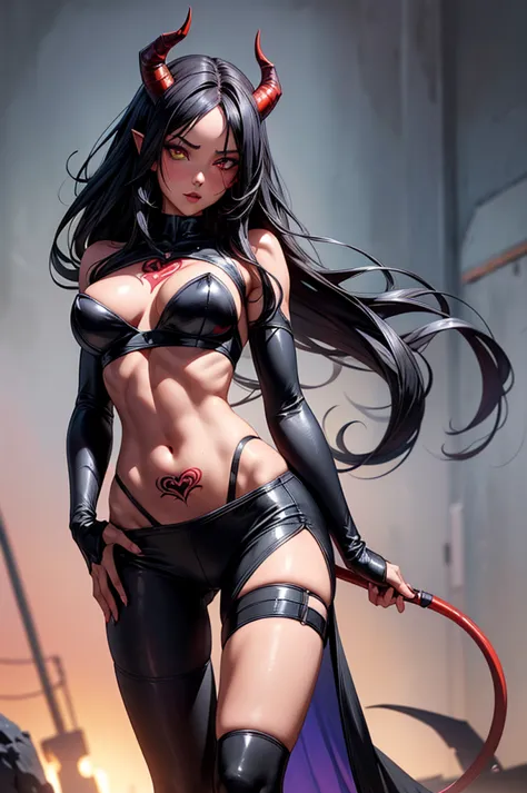 masterpiece, super detailed, high resolution, precision art, highly seductive anime girl. sexy and alluring, flawless red demoni...