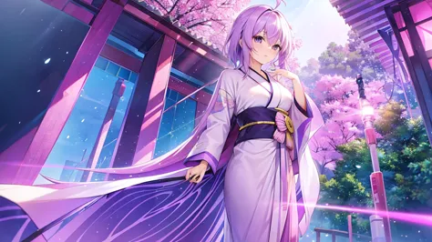 woman　clear　Light purple hair　　kimono　　Anime Style　　trip　inn
