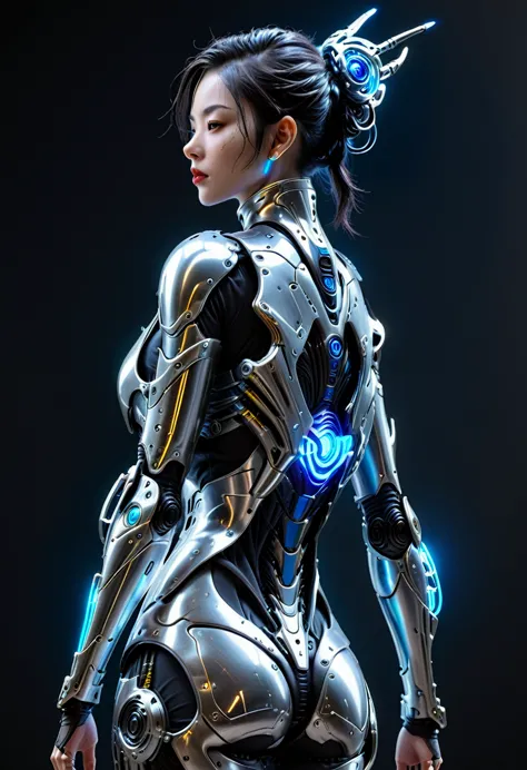 highest quality, masterpiece, ultra-high resolution, (realistic: 1.4), raw photos, 1. cyberpunk girl, glowing skin, 1. mechanica...