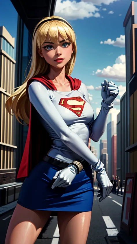 (cowboy shot), sfw, (work of art), (best qualityer:1.0), (ultra high resolution:1.0), detailedeyes,
BREAK Supergirl, 1 girl, lon...