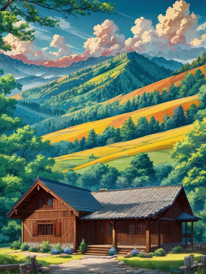 country style mountain scenery, natural style, national style