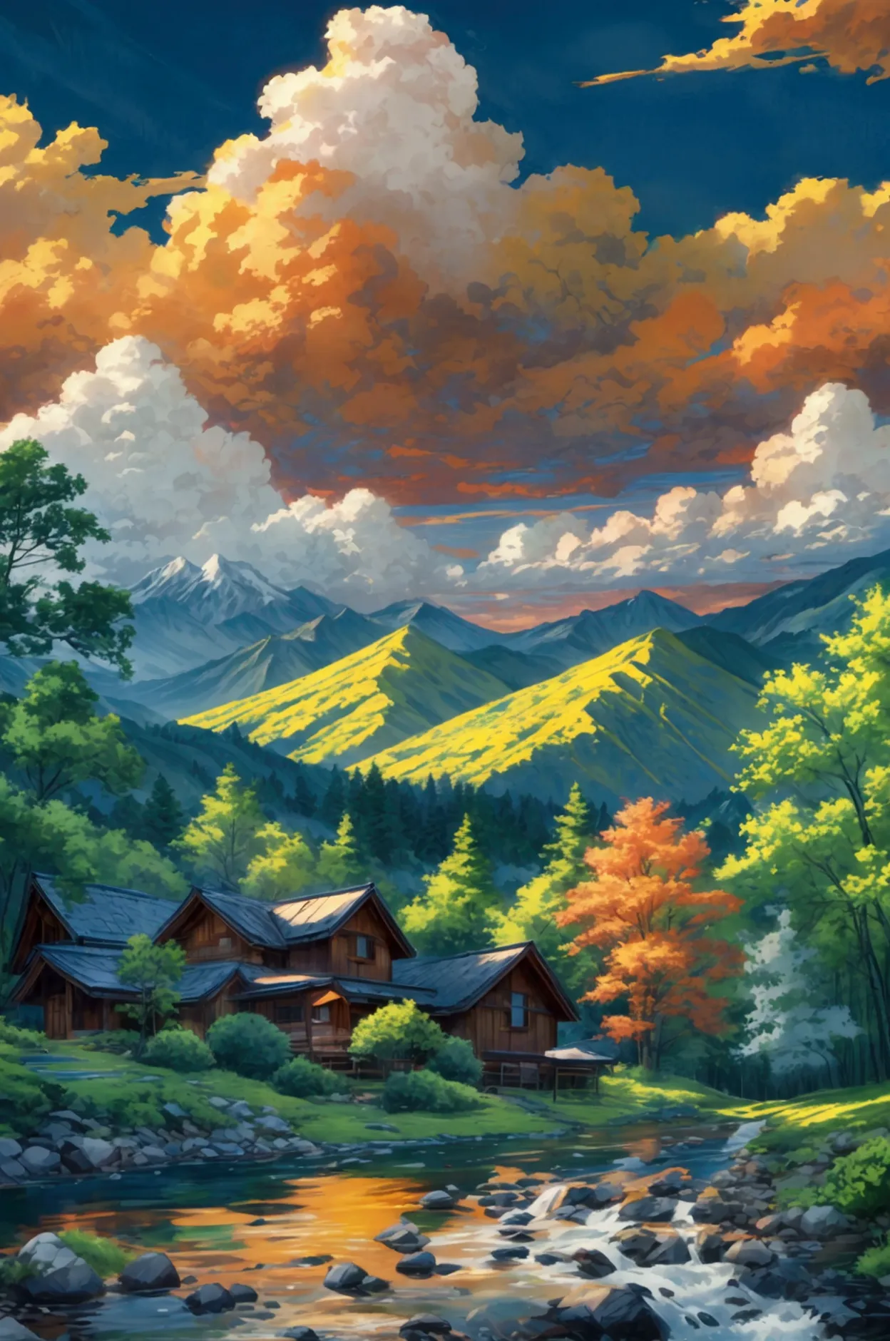 country style mountain scenery, natural style, national style