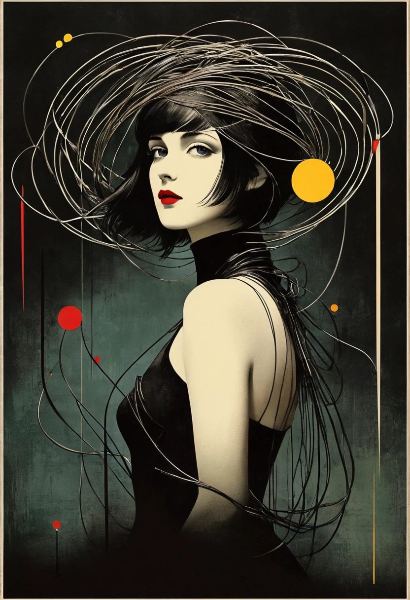 ( Dark Fantasy Posters:1.1), masterpiece, best quality, 1 Girl, (Bauhaus, shape, Wire, Abstract:1.1)