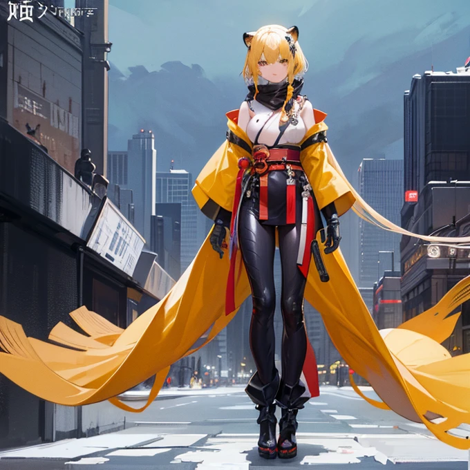 full-body shot(best quality),masterpiece, Very beautiful girl, Very detailed, Amazing, fine details, official art, Super detailed, High resolution, A girl stands in front of a tiger, (Taoism), Beautiful and meticulous girl, There is light on the face, nobody, Flowing blonde hair, Mechanical Lady, Mechanical Armor, water, Armored, Pink mech, Honey Mecha, Machinery,burning city, broken streets, ruins,Motorcycle Friends,horizon,(whole body:0.8),upper bust_Body,,Taoism,flower,Long Er,Bathyscaphe，tarot，(masterpiece, highest quality), (Detailed Hair), Very detailed, Anime Style, whole body, alone, Concept Art, Science Fantasy Combat Girl, Neck-length black and yellow hair, Golden Eyes, His right hand has been modified into a deadly cybernetic claw.. Cyber Kimono, Torn red scarf, Cyber Horned, Wearing tabi socks, White Background, whole body, Standing in the wasteland,Miss, witch hunter, Super detailed, Japanese hairstyle, Surreal robotic arm
