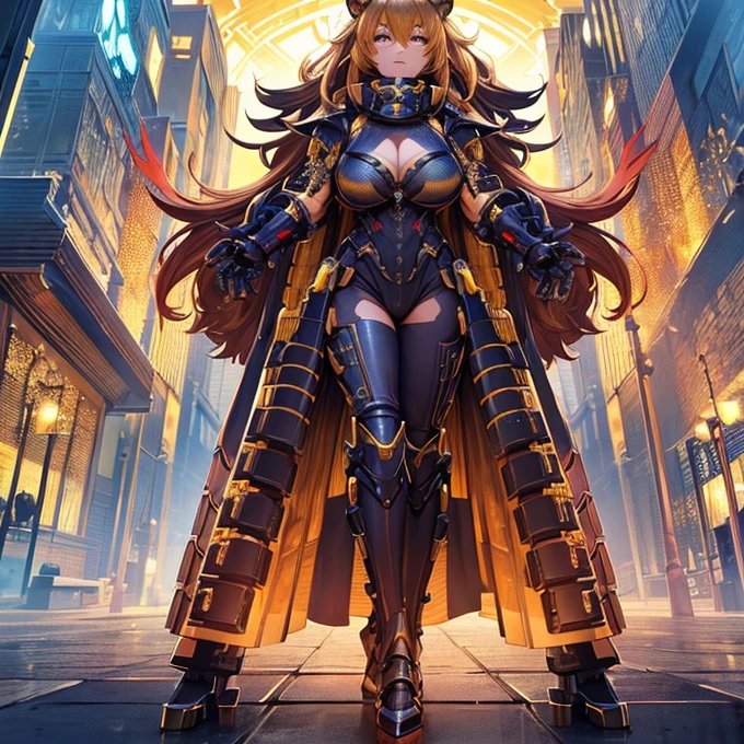 full-body shot(best quality),masterpiece, Very beautiful girl, Very detailed, Amazing, fine details, official art, Super detailed, High resolution, A girl stands in front of a tiger, (Taoism), Beautiful and meticulous girl, There is light on the face, nobody, Flowing blonde hair, Mechanical Lady, Mechanical Armor, water, Armored, Pink mech, Honey Mecha, Machinery,burning city, broken streets, ruins,Motorcycle Friends,horizon,(whole body:0.8),upper bust_Body,,Taoism,flower,Long Er,Bathyscaphe，tarot，(masterpiece, highest quality), (Detailed Hair), Very detailed, Anime Style, whole body, alone, Concept Art, Science Fantasy Combat Girl, Neck-length black and yellow hair, Golden Eyes, His right hand has been modified into a deadly cybernetic claw.. Cyber Kimono, Torn red scarf, Cyber Horned, Wearing tabi socks, White Background, whole body, Standing in the wasteland,Miss, witch hunter, Super detailed, Japanese hairstyle, Surreal robotic arm
