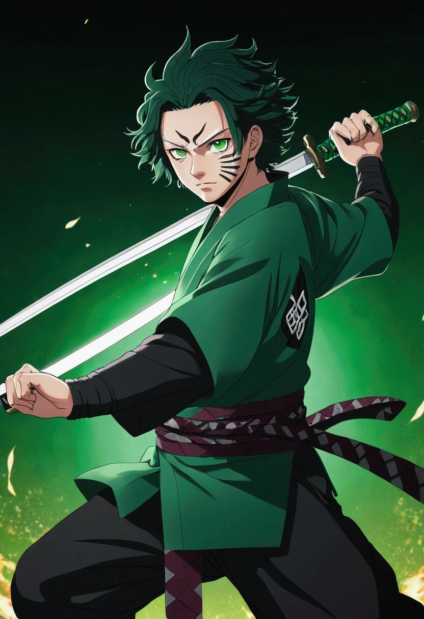 One Guy, young guy, Kimetsu no Yaiba, katana, toxic breathing style -  SeaArt AI