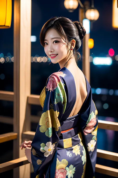 create an image of a stunning japanese beauty in a captivating, sensuous setting. she's at an exclusive, late-night tokyo roofto...