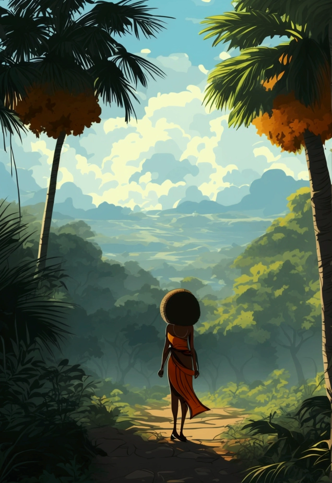 fondo de dibujos animados paisaje de bosque africano ilustración vectorial