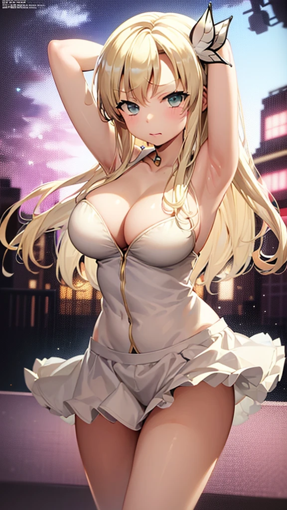 ((Sena Kashiwazaki)), (Haganai), large breast, cleavage, handcuffs, collar,chains, arms up