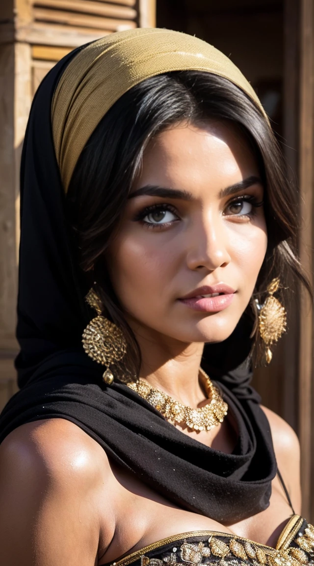 Moroccan girl, Brunnete, (Traditional respectful covered dress), (very loose head scarf showing curly hair), (Morrocan souk environment), masterpiece, best quality, highly detailed, (Beautiful and detailed eyes beautiful and detailed face), (Best Quality), (ultra-detailed), (masterpiece), (high resolution), (Original), ultra-realistic.