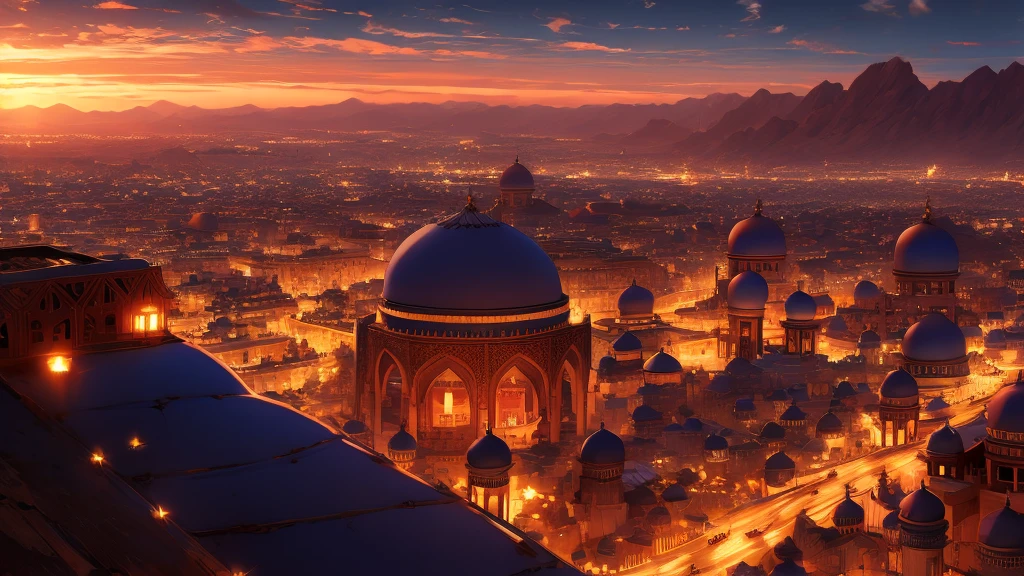 arabian town during sunset
