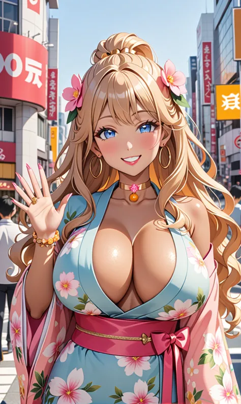 ultra-detailed, ((one girl)), (tan skin:1.4), in pastel colors gyaru, (heavy makeup), (professional lighting) hyper detailed, ab...