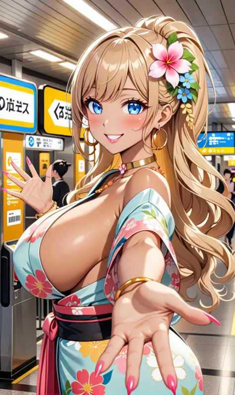 ultra-detailed, ((one girl)), (tan skin:1.4), in pastel colors gyaru, (heavy makeup), (professional lighting) hyper detailed, ab...