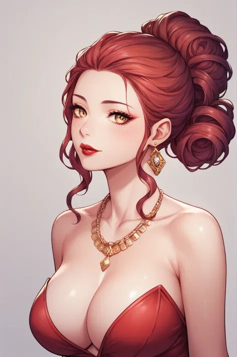 score_9, score_8_up, score_7_up, score_6_up, score_5_up, score_4_up, yu hee, gold eyes, red curly hair, large breasts, hanfu, ba...