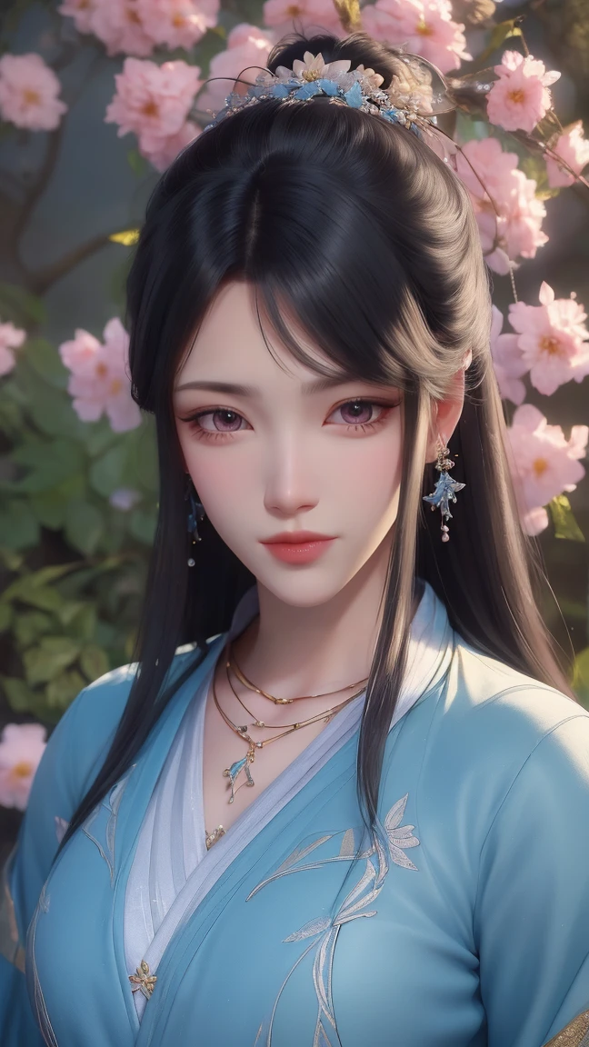 (best quality,ultra-detailed,photorealistic:1.37),vivid colors,studio lighting,beautiful detailed eyes,beautiful detailed lips,extremely detailed eyes and face,long eyelashes,portraits,black hair,confident expression,feminine,standing in a garden,soft sunlight, scenery,flower blossoms,peaceful atmosphere,artistic touch,textured brushstrokes,subtle color variations,brilliant white highlights,delicate movements,graceful pose,slight breeze,rustling leaves,sophisticated style,professional artwork,female beauty.