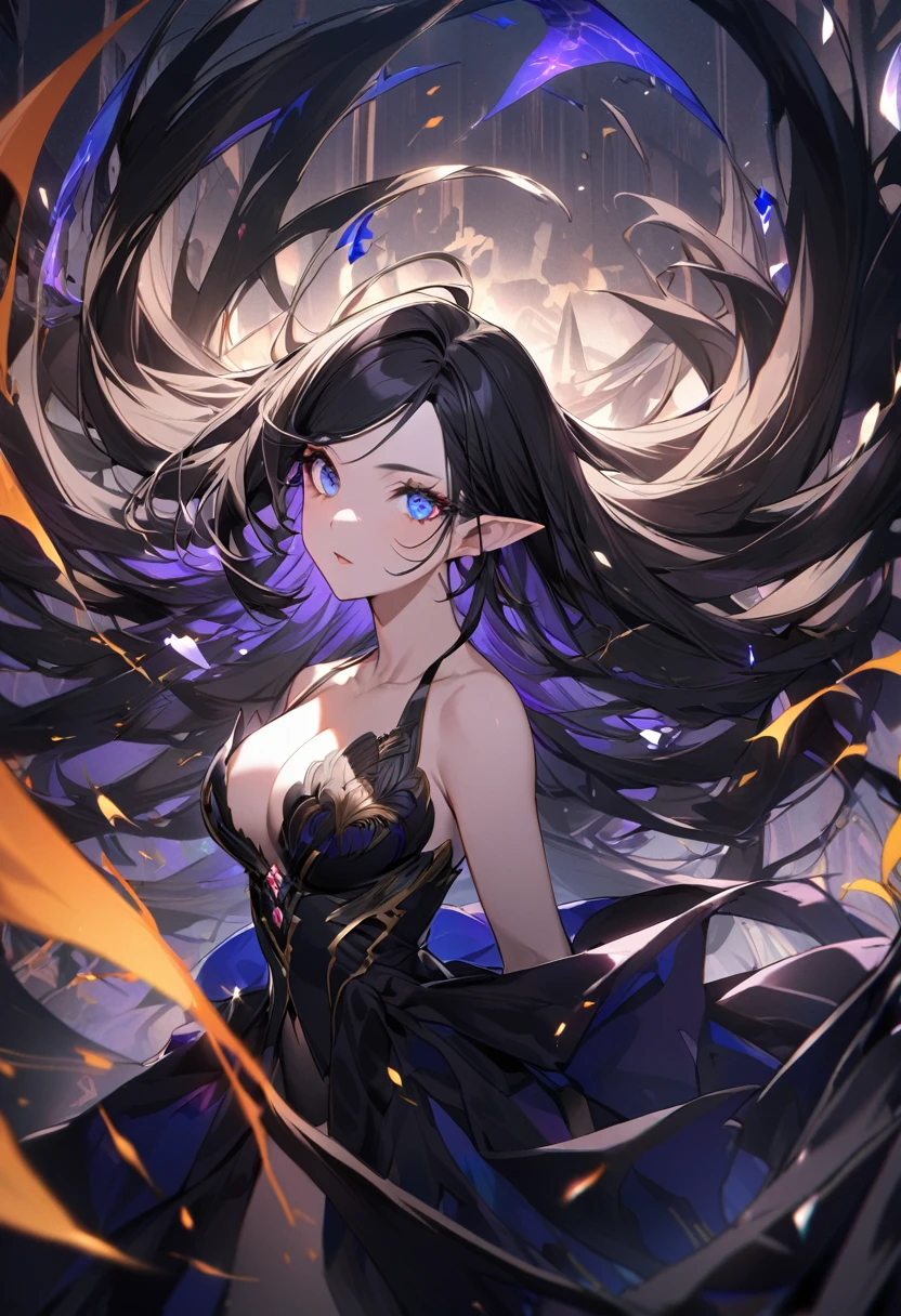 30-year-old female, (Dark Elf), (Extraordinary beauty), (Silky black hair), (Trimmed bangs), ((High resolutionイエローアイ)), Complex, (Clear Eyes), Accurate Eyes, (Fallen Wizard&#39;s Robe), (Purple lace underwear ), Tight waist, Big Chest, (Ample breasts:1.3), Amorous expression, high quality, masterpiece, glamorous, (Shiny brown skin), (Put your hands behind your head:1.2),Bedroom, Whole Body Ezbian, (Anatomically correct:1.3), (beautiful hands),(beautiful Five Fingers:1.2), high quality, beautiful  , (beautiful feet), 8k, High resolution, 最high quality,Hmph, (Sex), Omorashi, sweating, desire, blush,