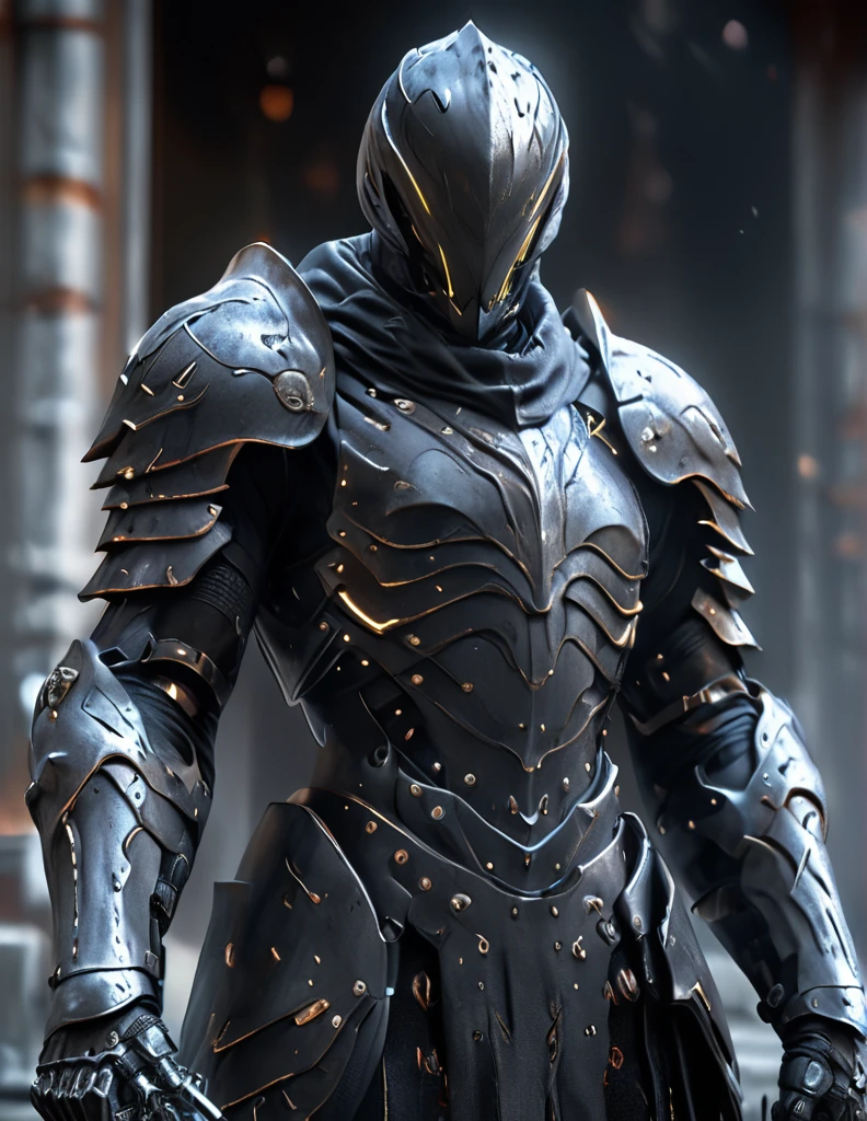 arafed man in a black suit with a sword and a helmet, covered in full metal armor, raiden metal gear, stylish cyborg armor, covered in full silver armor, movie still of a villain cyborg, cyborg samurai, cyborg ninja, raiden from metal gear rising, cyber japan style armor, black scales and cyborg tech, akihiko yoshida. unreal engine With core in the chest and huge giant Bigger than a building