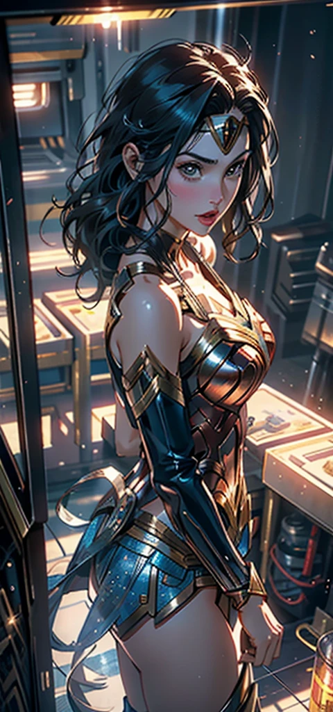 Gal gadot as wonder women， foto， Iluminación tenue y tenue， suave detallado， octanerender， Tendencias de la estación de arte， detalle hiperalto， Ultra realismo fotográfico， luz cinemática，16k，Primavera vaquera