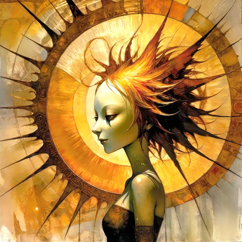 the sun, (art inspired by dave mcKean). oil painting)
