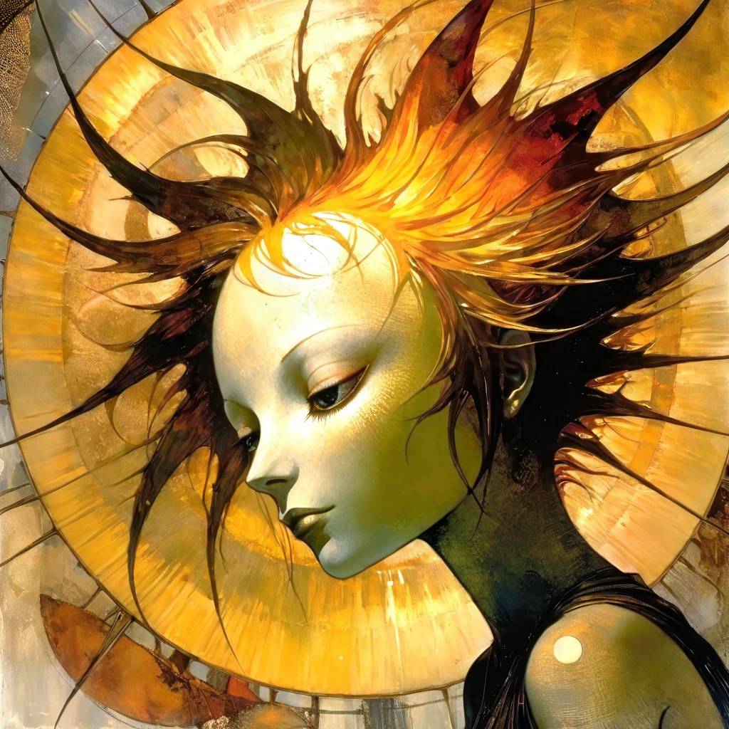 the sun, (art inspired by dave mcKean). oil painting)
