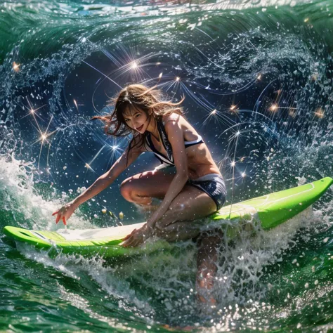 (ZoomedOut:1.28, Wide-shot) ZoomLayer (Epic photo of surfer magazine:1.37). (Full of Water, Everything Wetted:1.4) WetHair (extr...