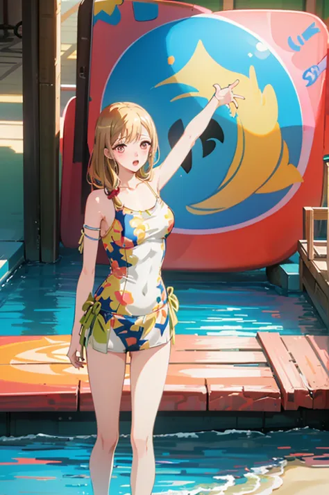 Random patterned swimsuit、Random Swimsuit、Swimsuits in random colors、Random pose、、Acme Face、Random pose、, Pale red eyes、Semi-lon...