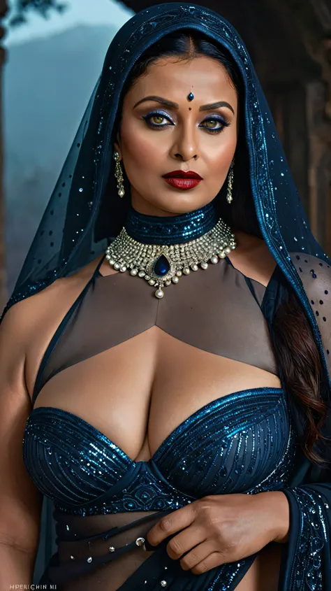 looks like aishwarya rai, full body closeup shot, big chubby aunty, milf, cougar lady witch, horny gothic milf,  70 years old go...