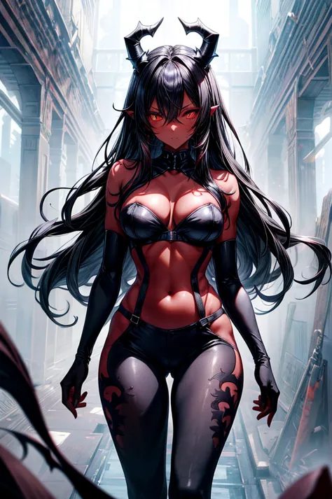 masterpiece, super detailed, high resolution, precision art, highly seductive anime girl. sexy and alluring, flawless dark red d...