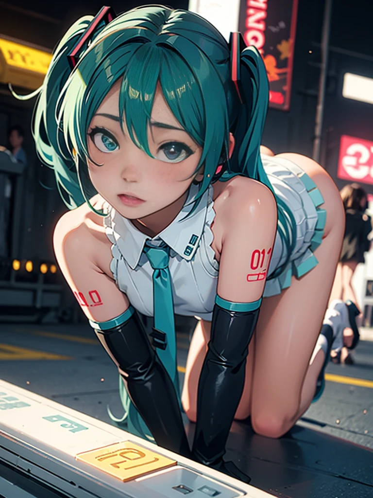 Browsing Caution，Cum on my chest，train，ahegao，On all fours，Vaginal,Heart-shaped pupils，Great Crowds，Hatsune Miku，train，Completely naked，blush，