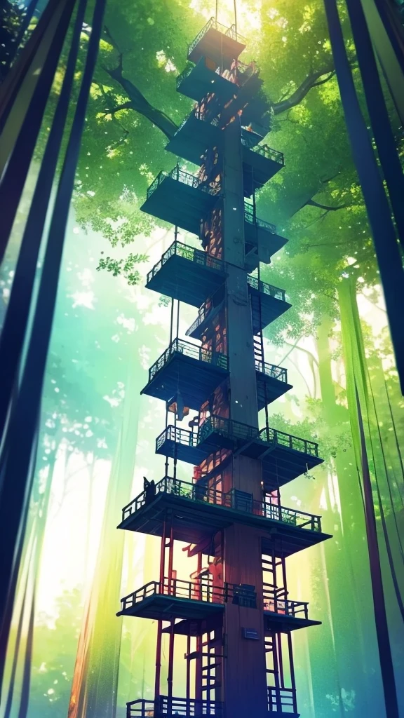 (Pyroxium Diffusion style:0.5), Beautiful jungle tree house,cinematographic, (Masterpiece),Vibrant