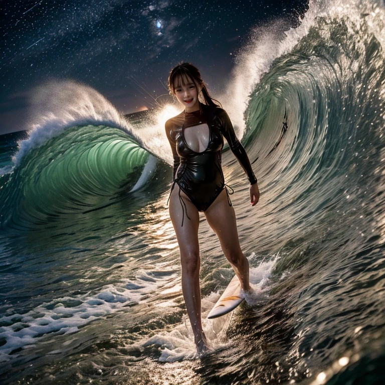 (ZoomedOut:1.28, Wide-shot) ZoomLayer (Epic photo of surfer magazine:1.37). (Full of Water, Everything Wetted:1.4) WetHair (extremely detailed Cute Girl)(SparklingHighlights:1.28), Dynamic Joyful Expressions LifeLike Rendering  . Overflowing Gigantic Sideboob (Clearly Visible Beautiful Breast to Buttocks Line) Tiny and Roundly Butt, Detailed wet clothing texture, (Sloppy Surfboard:-1.2) Riding on waves, Sparkling water, TyndallEffect(Starry Water Particles:1.32), {Wet T-shirt}, Whole Body proportions and all limbs are anatomically accurate