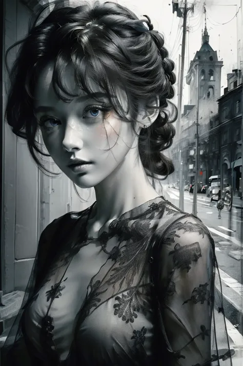 (masterpiece, best quality, ultra detailed: 1.6), illustration, (single, 1 girl, beautiful detailed eyes: 1.2), city, street, fi...