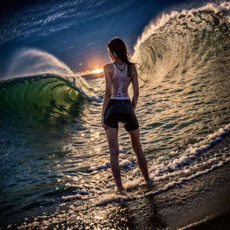(ZoomedOut:1.28, Wide-shot) ZoomLayer (Epic photo of surfer magazine:1.37). (Full of Water, Everything Wetted:1.4) WetHair (extr...